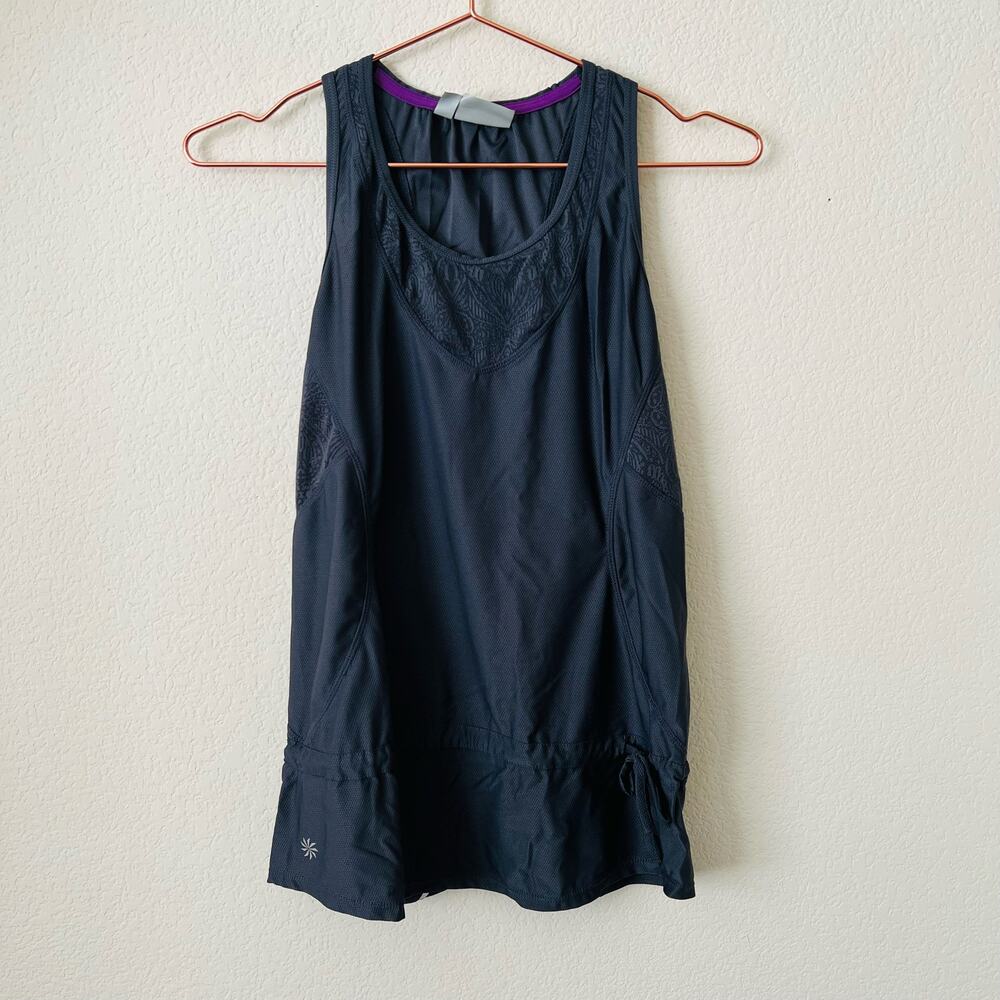 Athleta Wick It Good Tank charcoal gray lace cinchable